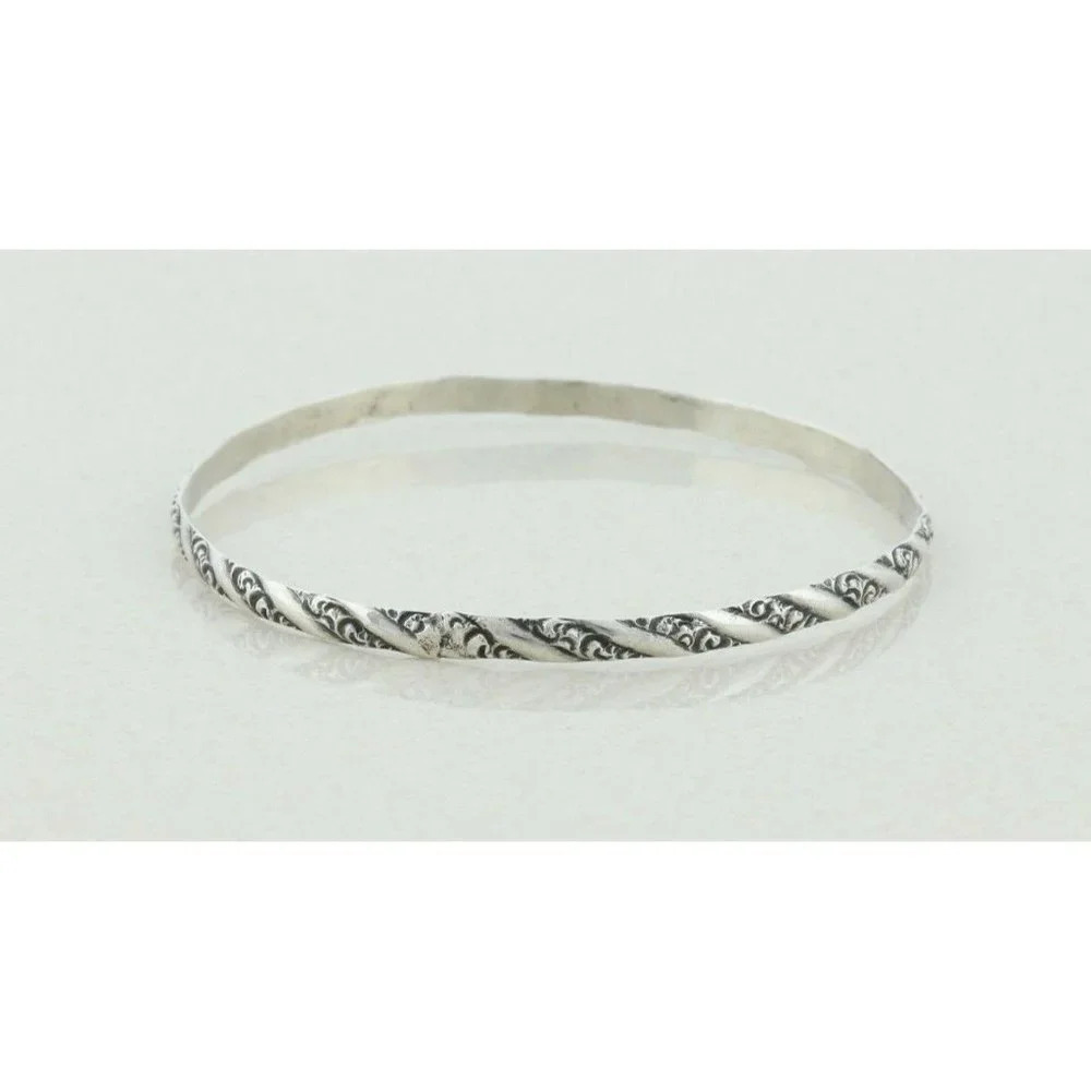 Sterling Silver Bangle Bracelet 8" inch Round 2 5/8" inch Diameter - Picture 4 of 5